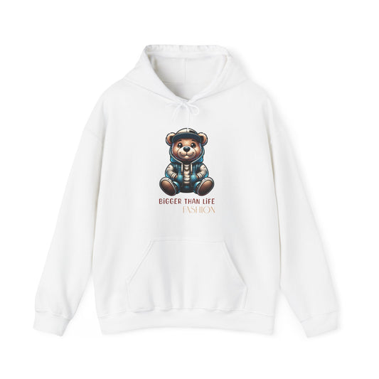 Streetwise Teddy Hoodie Unisex Heavy Blend™ - Hoodie in Sport Grey by Bigger Than Life Fashions. Features: cozy fabric, layered warmth, stylish hoodie, relaxed fit, spiritual design. Perfect for fashion lovers and streetwear enthusiasts.