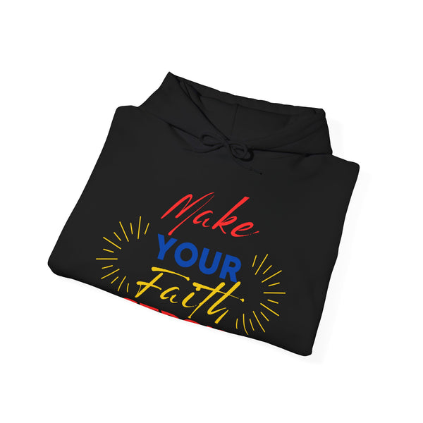 FaithFortress Make Your Faith Strong Unisex Hoodie in L dark heather, crafted for comfort and S style