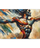 A mesmerizing Whirlwind Warrior Canvas Art by Printify, capturing the Whirlwind Warrior in electrifying motion, perfect for adding a touch of dynamism to any space.