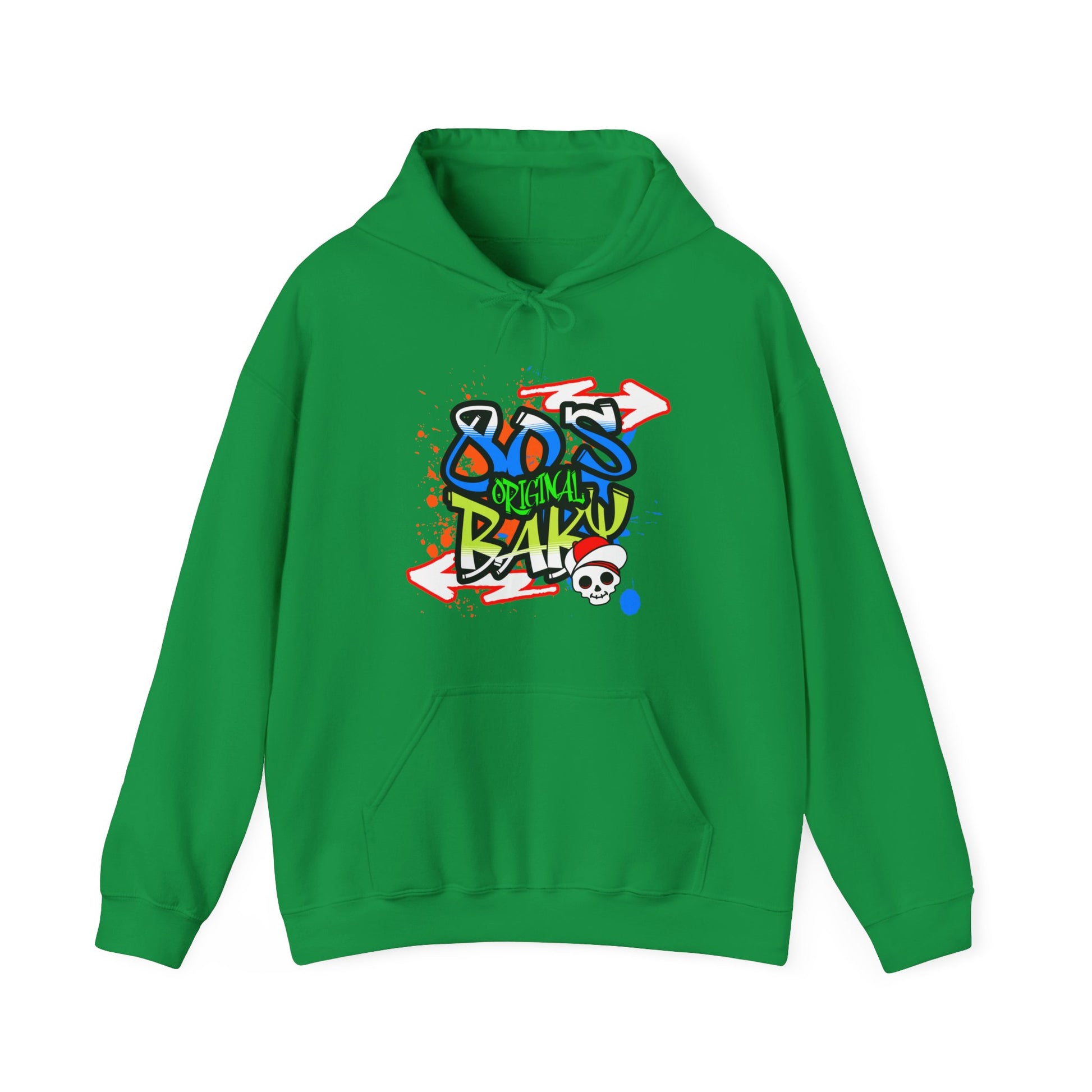 80s Baby Retro Unisex Hoodie in S irish green, a must-have for everyday fashion