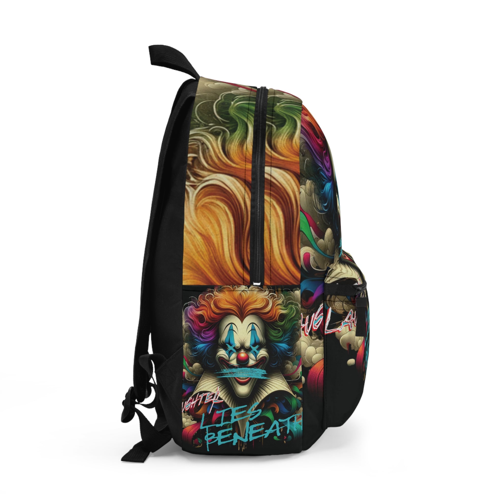 USA-assembled, globally sourced 'The Silent Prince' backpack with vibrant cut &amp; sew artwork.