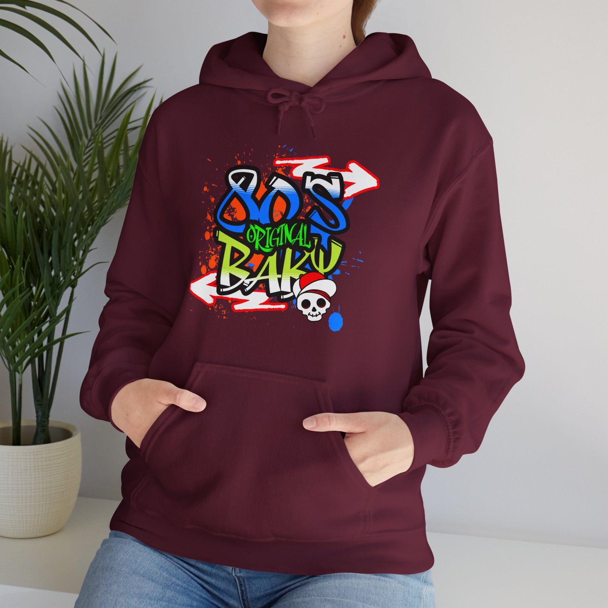 80s Baby Retro Unisex Hoodie in M Sport grey, a versatile piece for casual wear