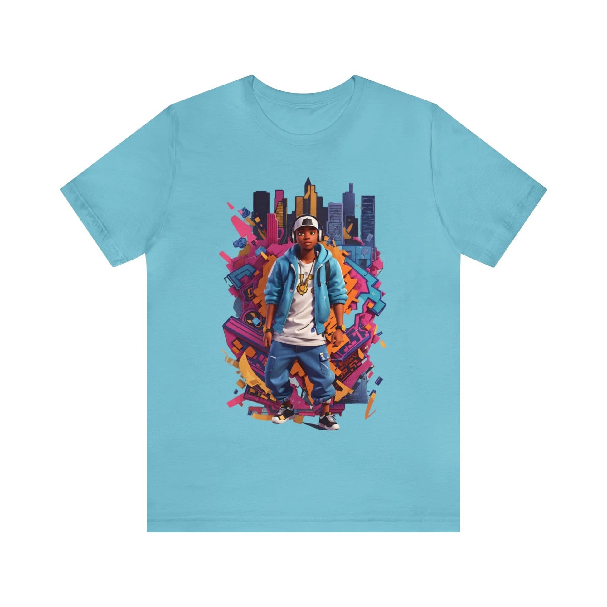 Hip-Hop Harmony Tee Streetwear Graffiti Boombox Mic: Music Notes Infused Hip-Hop Harmony T-Shirt T-Shirt Bigger Than Life   