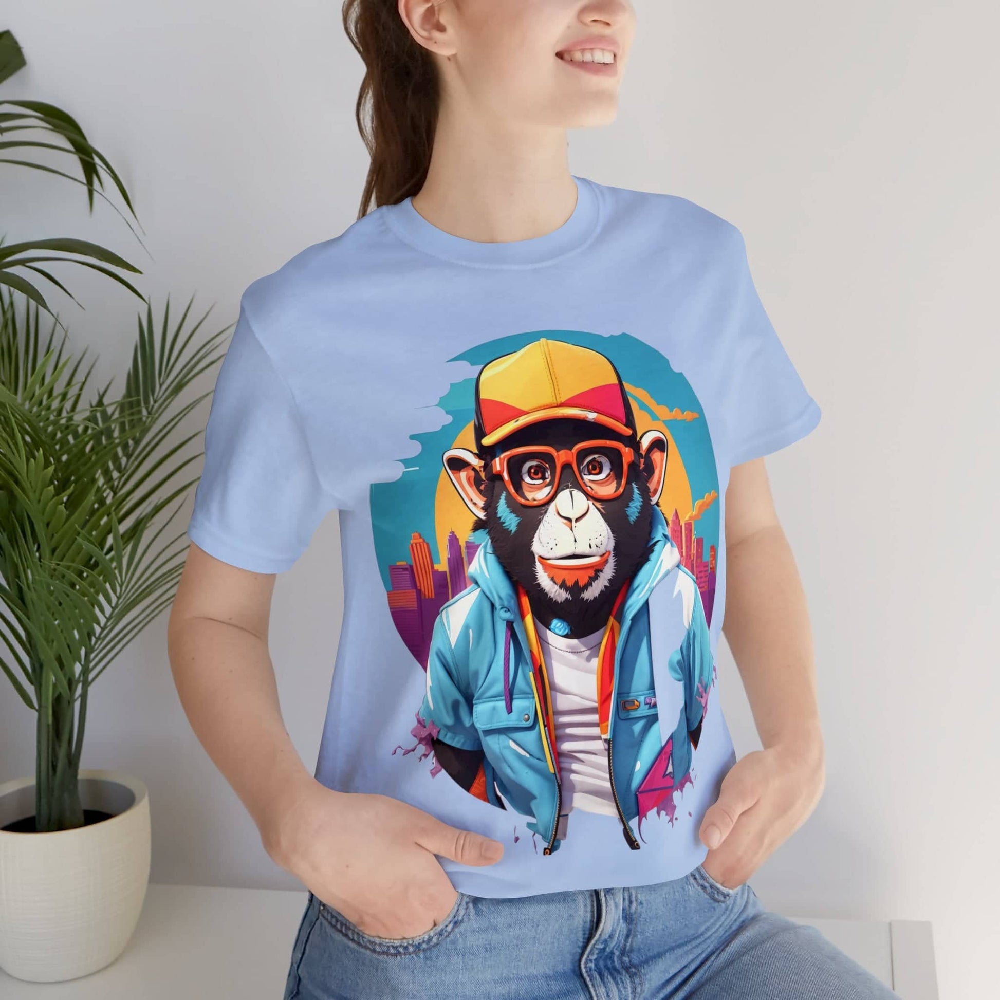 "Limited Edition Graffiti Gorilla: Urban Hip-Hop Graphic Tee for the Trendy Streetwear Connoisseur" T-Shirt Bigger Than Life Baby Blue S 