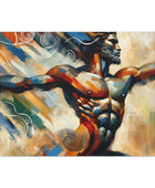 A Printify Whirlwind Warrior Canvas Art captured in abstract canvas art.