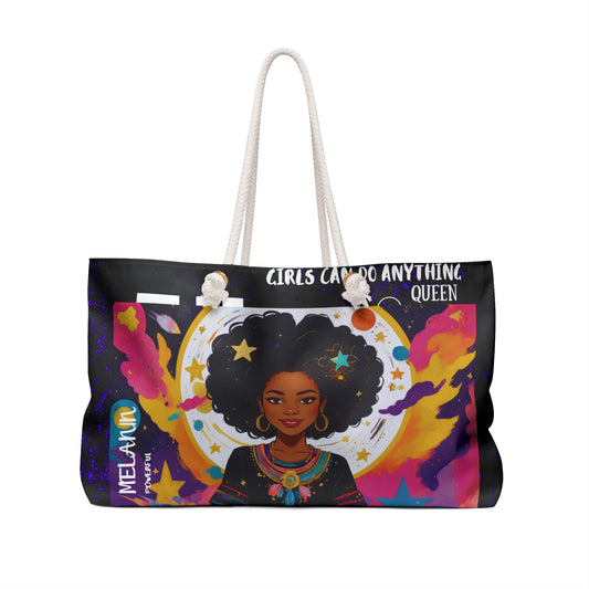  Inspirational tote bag celebrating female empowerment with a colorful design.