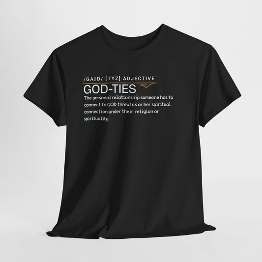 God Ties Spiritual Connection Definition Tee Unisex Cut Sew Tee Aop - T-Shirt in Charcoal by Bigger Than Life Fashions. Features: comfortable fit, urban style, bold design, high quality cotton, streetwear fashion. Perfect for fashion lovers and streetwear enthusiasts.