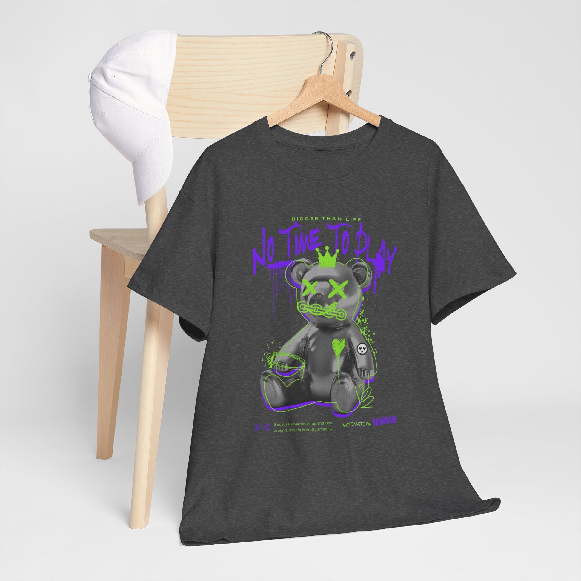 Hustle Bear Unisex Heavy Cotton Tee in M purple, perfect for S staying on-trend in any S season