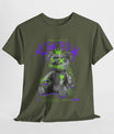 Trendy Hustle Bear Unisex Heavy Cotton Tee in Charcoal, for fashion-forward individuals.