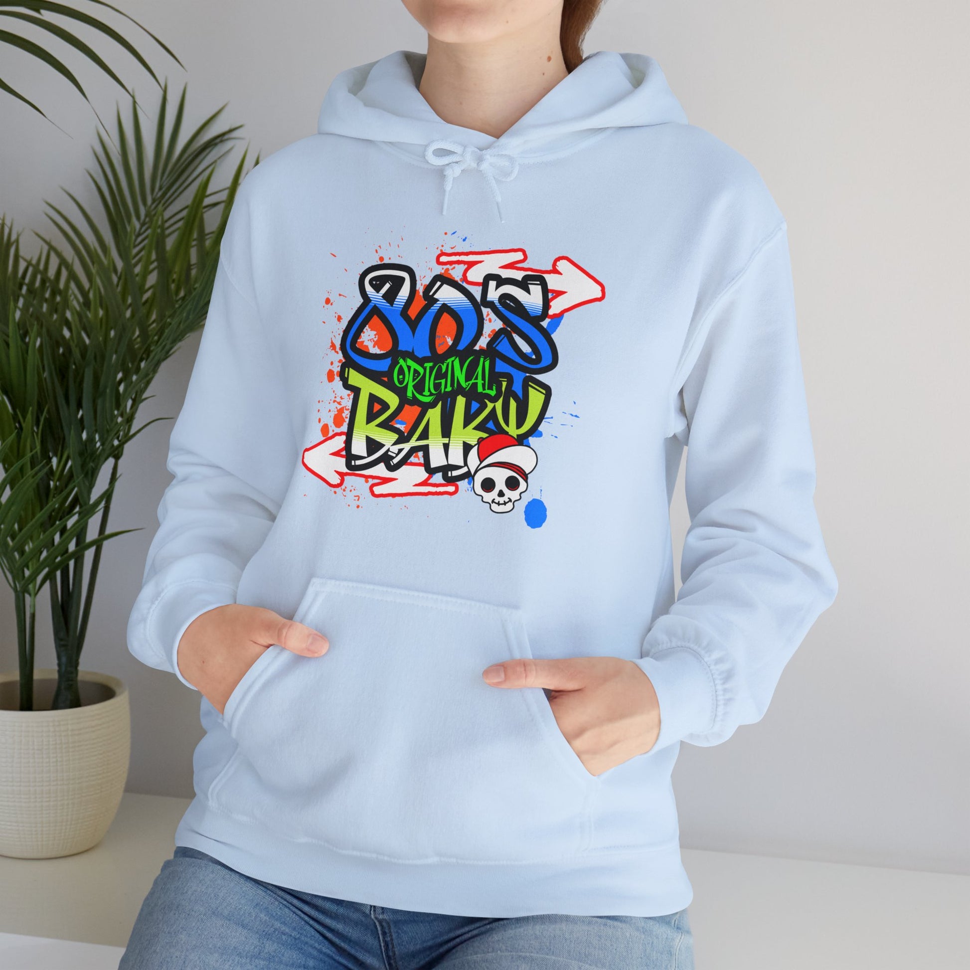 80s Baby Retro Unisex Hoodie in extra-L Light blue, a versatile piece for casual wear