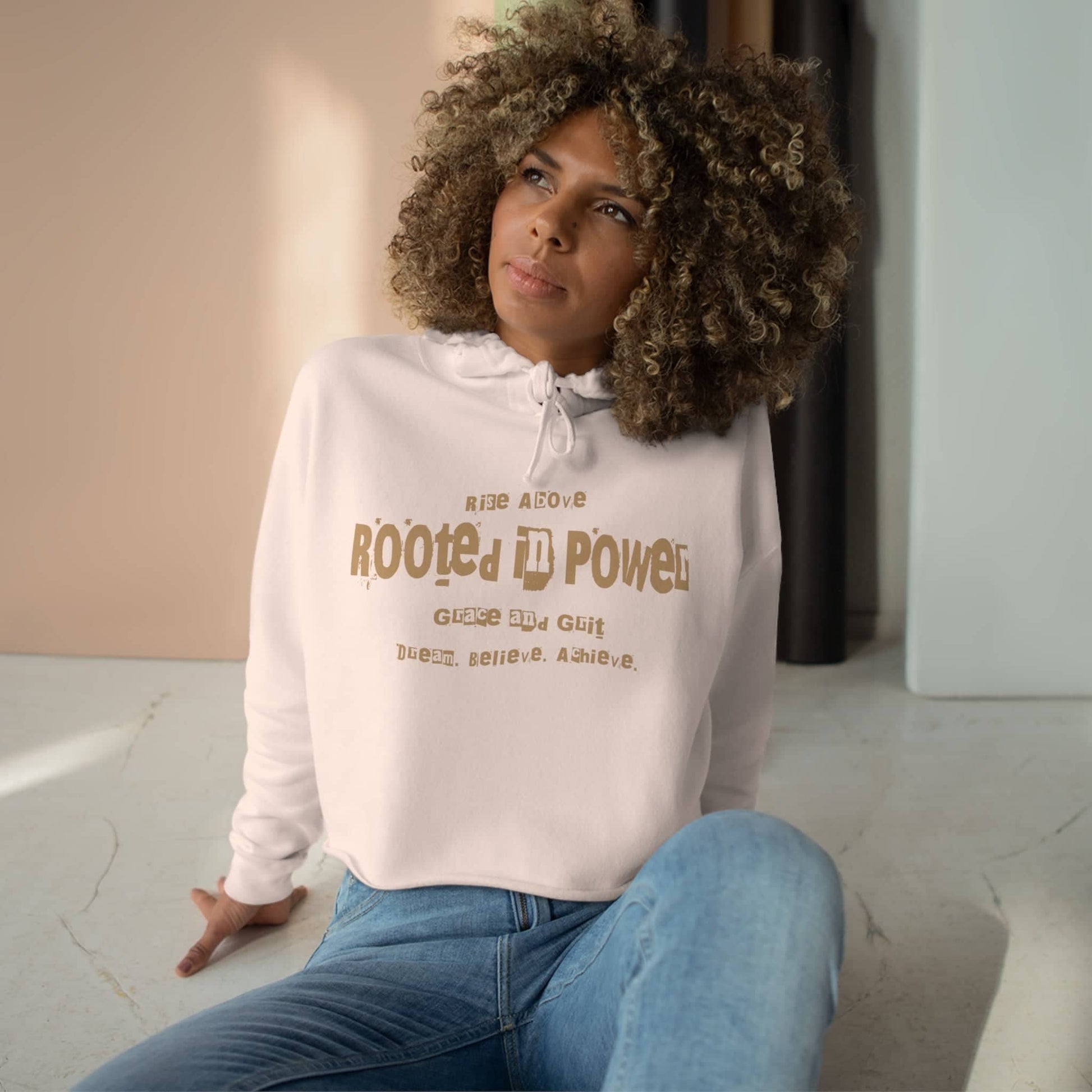 Rooted in Power Hoodie Hoodie Bigger Than Life Pale Pink XS 