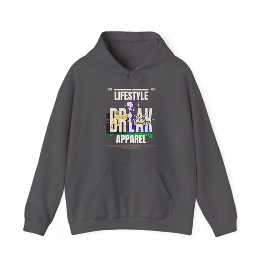 Dream Beyond Limits Hoodie Unisex Heavy Blend™ Hooded Sweatshirt - Hoodie in Dark Heather by Bigger Than Life Fashions. Features: cozy fabric, layered warmth, stylish hoodie, relaxed fit, spiritual design. Perfect for fashion lovers and streetwear enthusiasts.