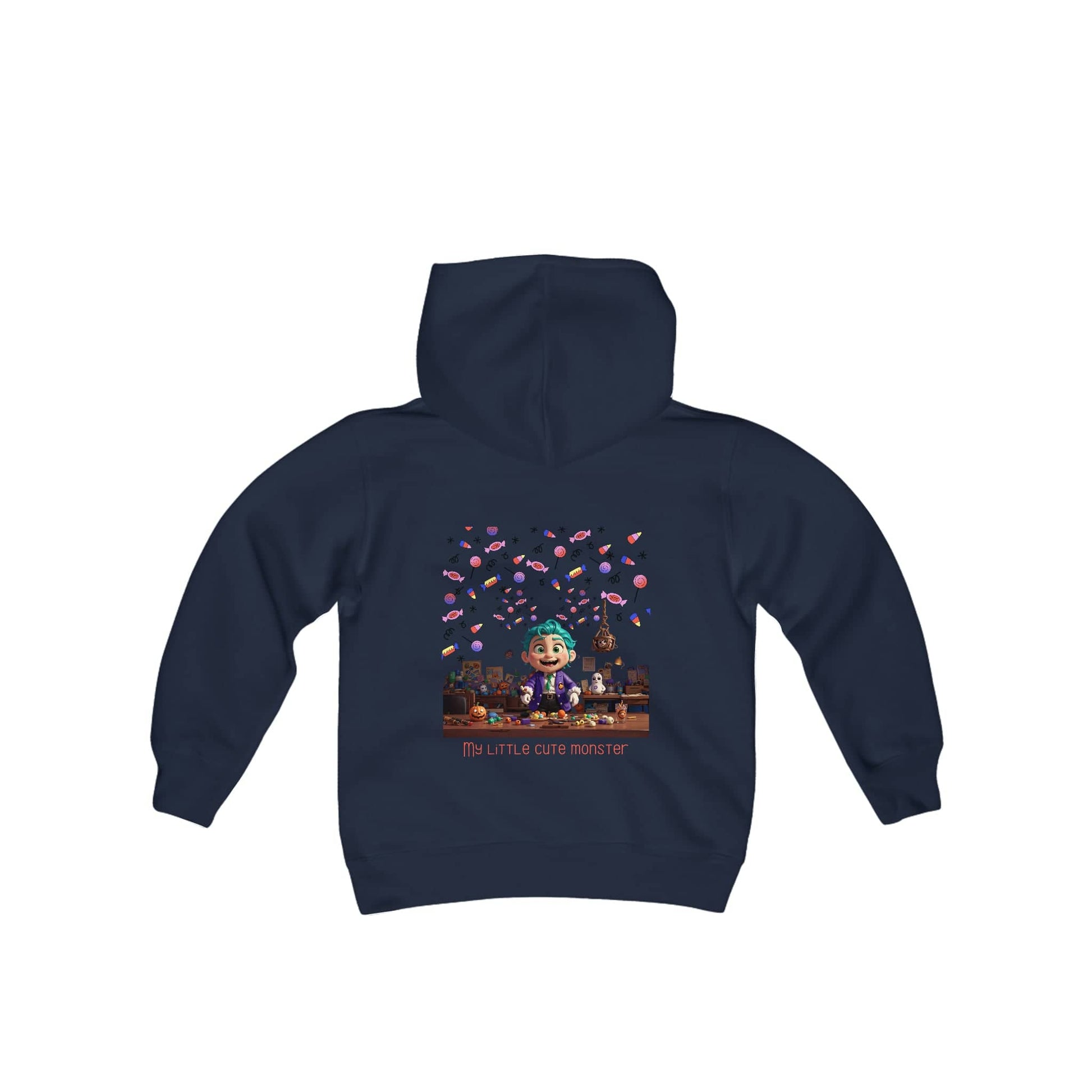 🎃 Candy Connoisseur: The Cozy Halloween Hoodie for Young Candy Lovers! Kids clothes Bigger Than Life Navy S 