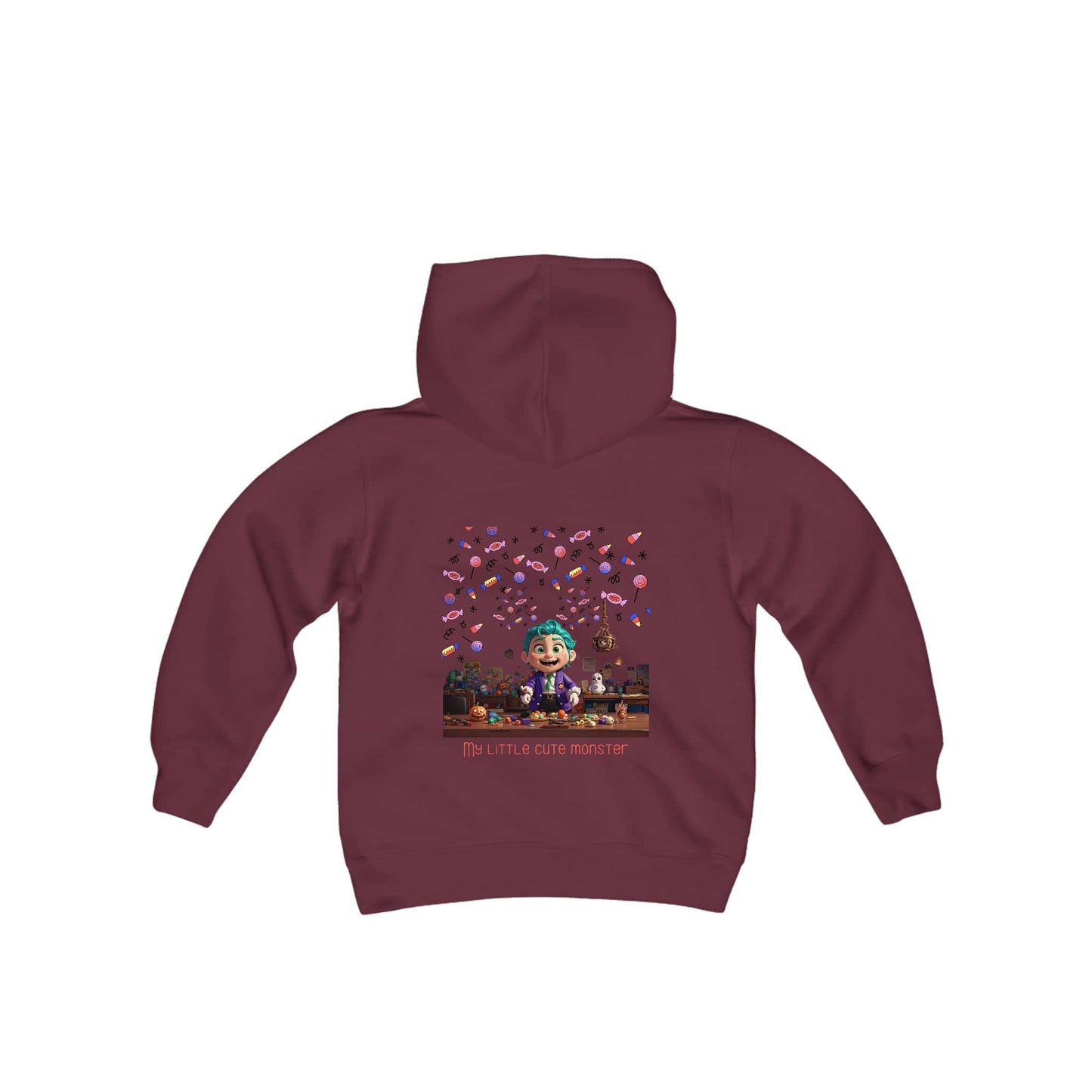 🎃 Candy Connoisseur: The Cozy Halloween Hoodie for Young Candy Lovers! Kids clothes Bigger Than Life Maroon S 
