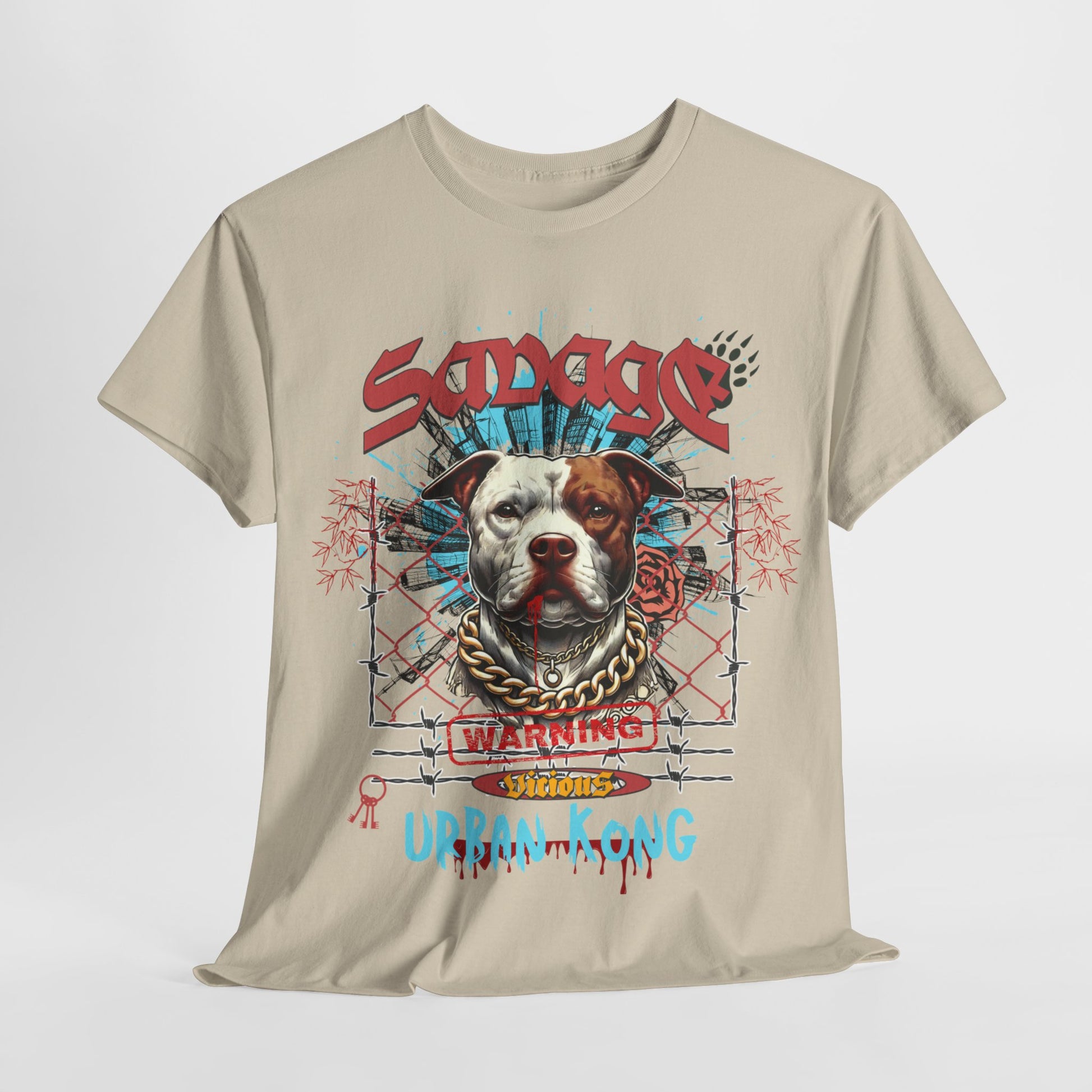 Savage Urban Kong T-Shirt - Bigger Than Life Fashions in S Sand, ideal for bold, expressive Streetwear Looks