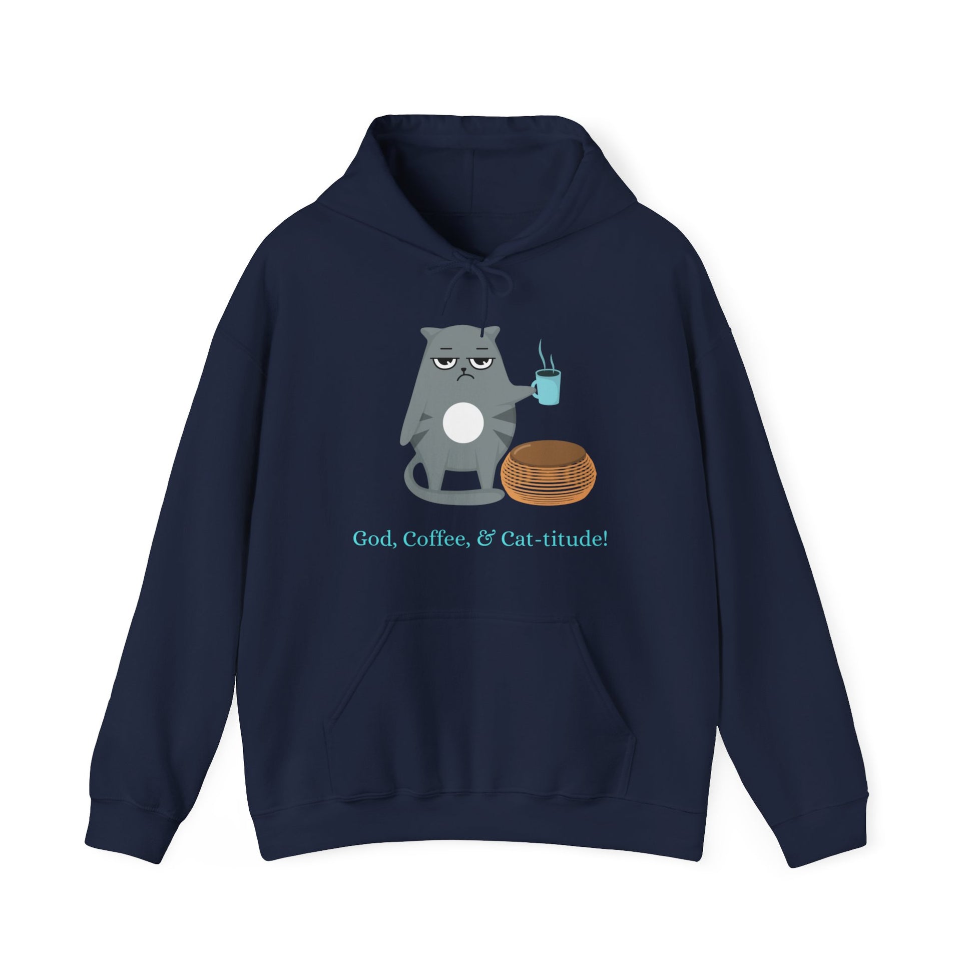 Coffee and Cat-itude Hoodie in S Military green, crafted for comfort and S style