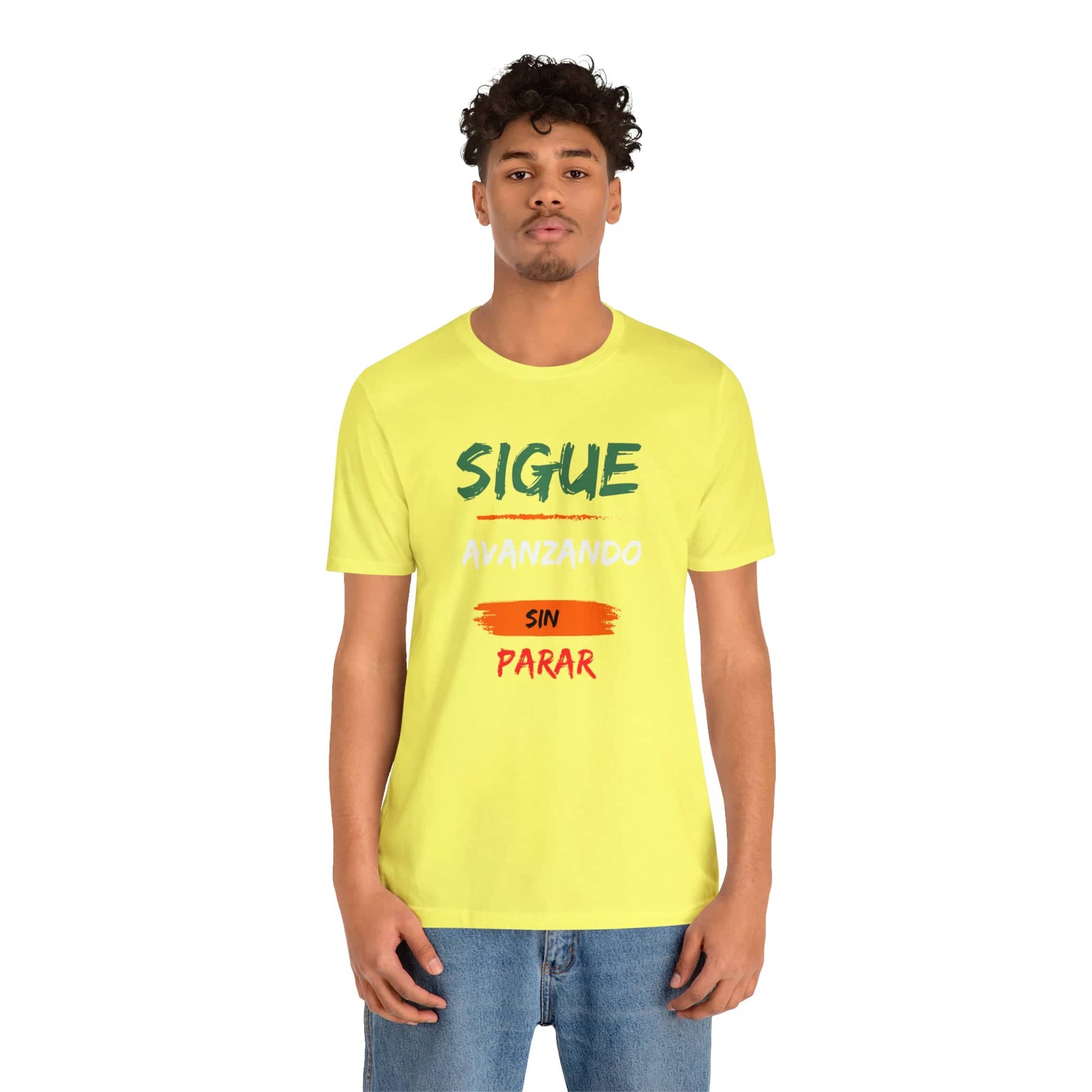 Sigue Avanzando Sin Parar: The Unisex Tee That Empowers You to Keep Going T-Shirt Bigger Than Life Yellow S 