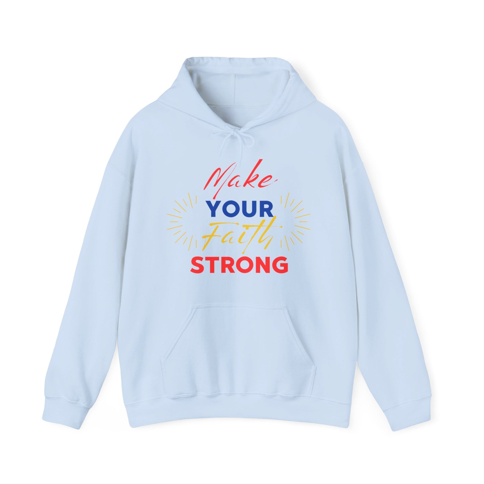 FaithFortress Make Your Faith Strong Unisex Hoodie in S white, a versatile piece for casual wear