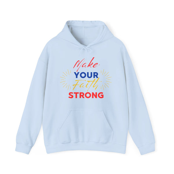 FaithFortress Make Your Faith Strong Unisex Hoodie in S white, a versatile piece for casual wear