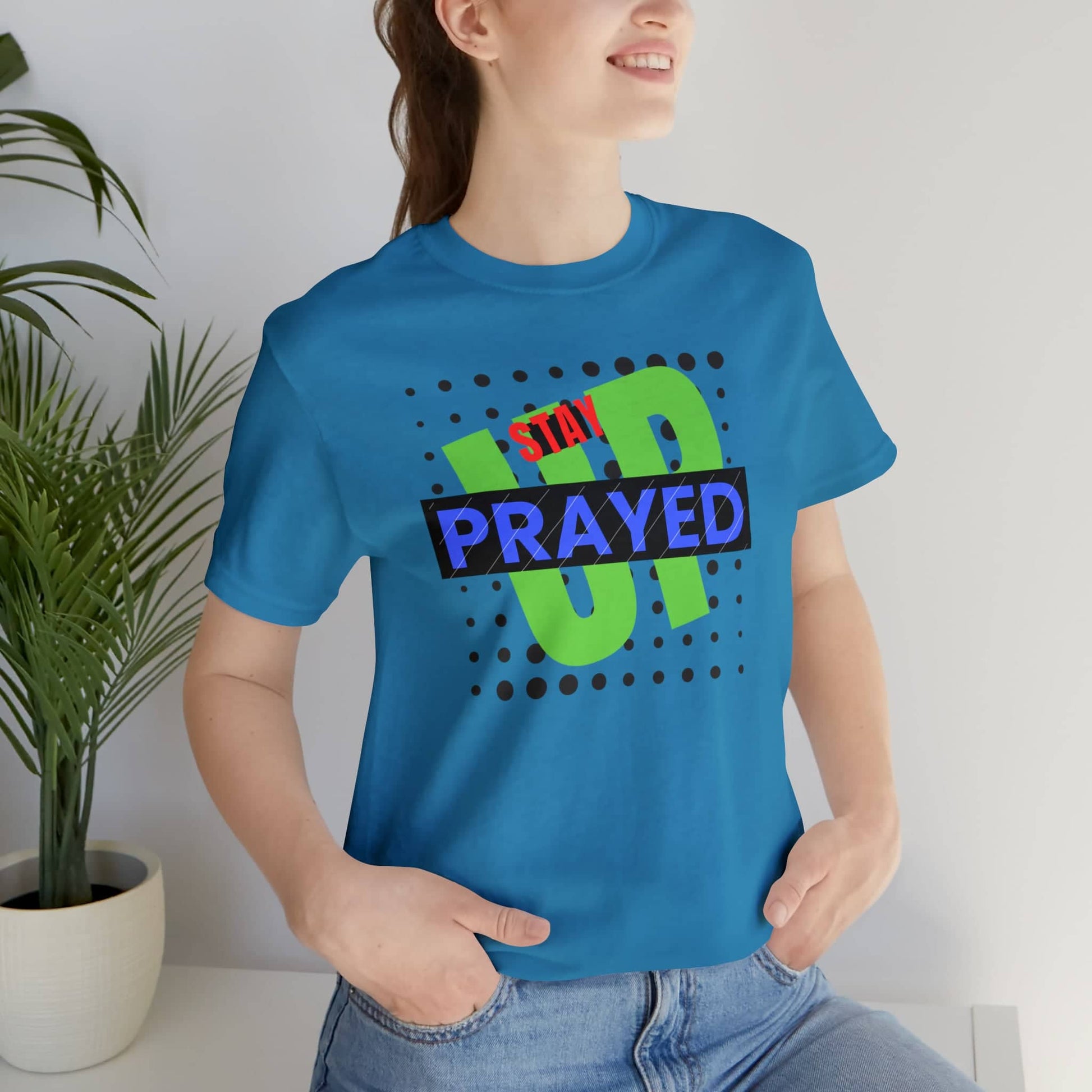 "SpiritGuard: Stay Prayed Up Unisex Tee" T-Shirt Bigger Than Life Aqua S 