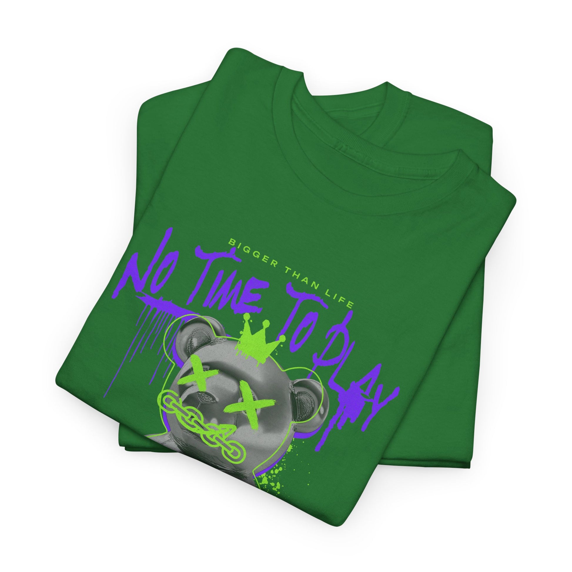 Hustle Bear Unisex Heavy Cotton Tee in M turf green, a versatile piece for casual wear