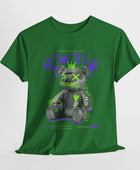 Hustle Bear Unisex Heavy Cotton Tee in S purple, a versatile piece for casual wear