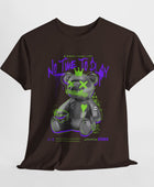 Hustle Bear Unisex Heavy Cotton Tee in S dark chocolate, a must-have for everyday fashion