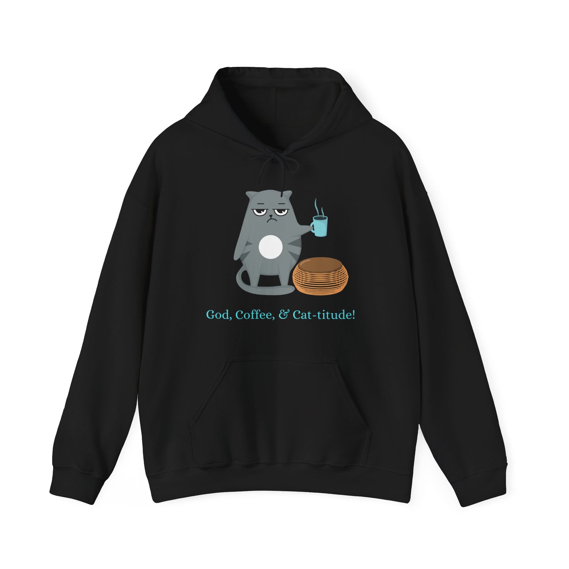 Coffee and Cat-itude Hoodie in S white, a must-have for everyday fashion