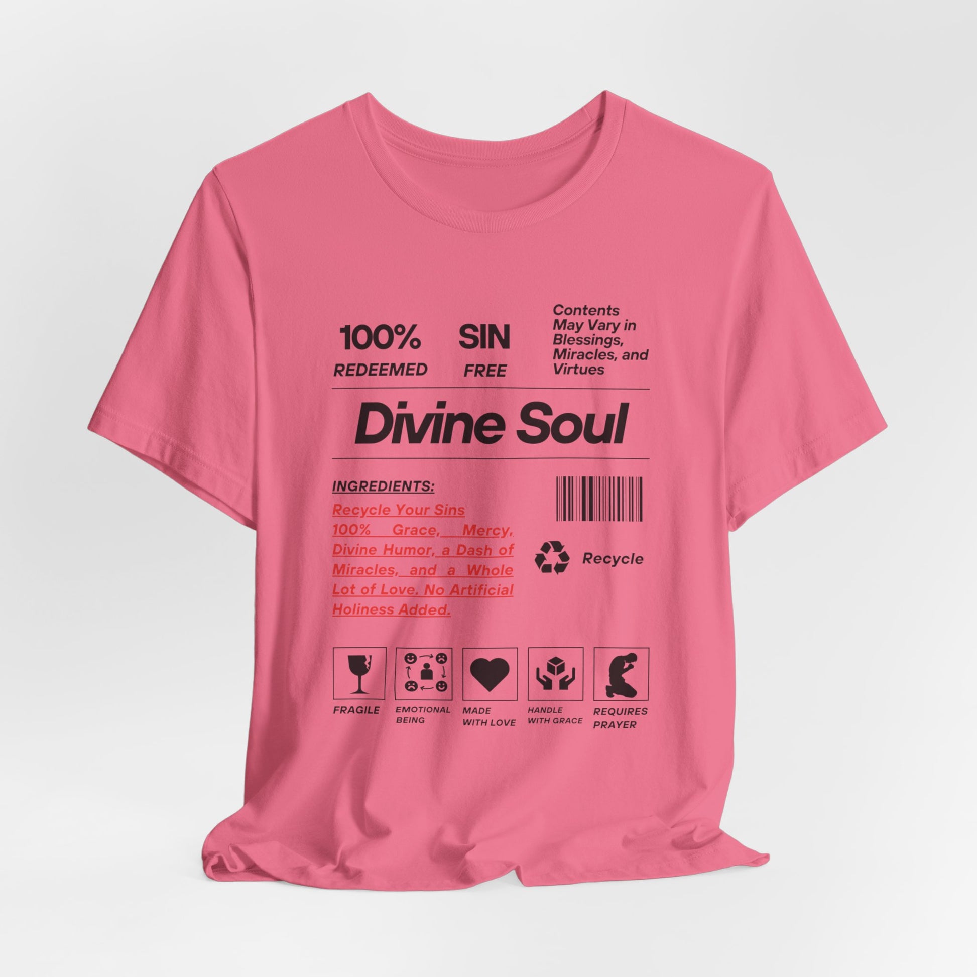 Divine Soul The Spiritual Essence Unisex Tee in S charity pink, a must-have for everyday fashion