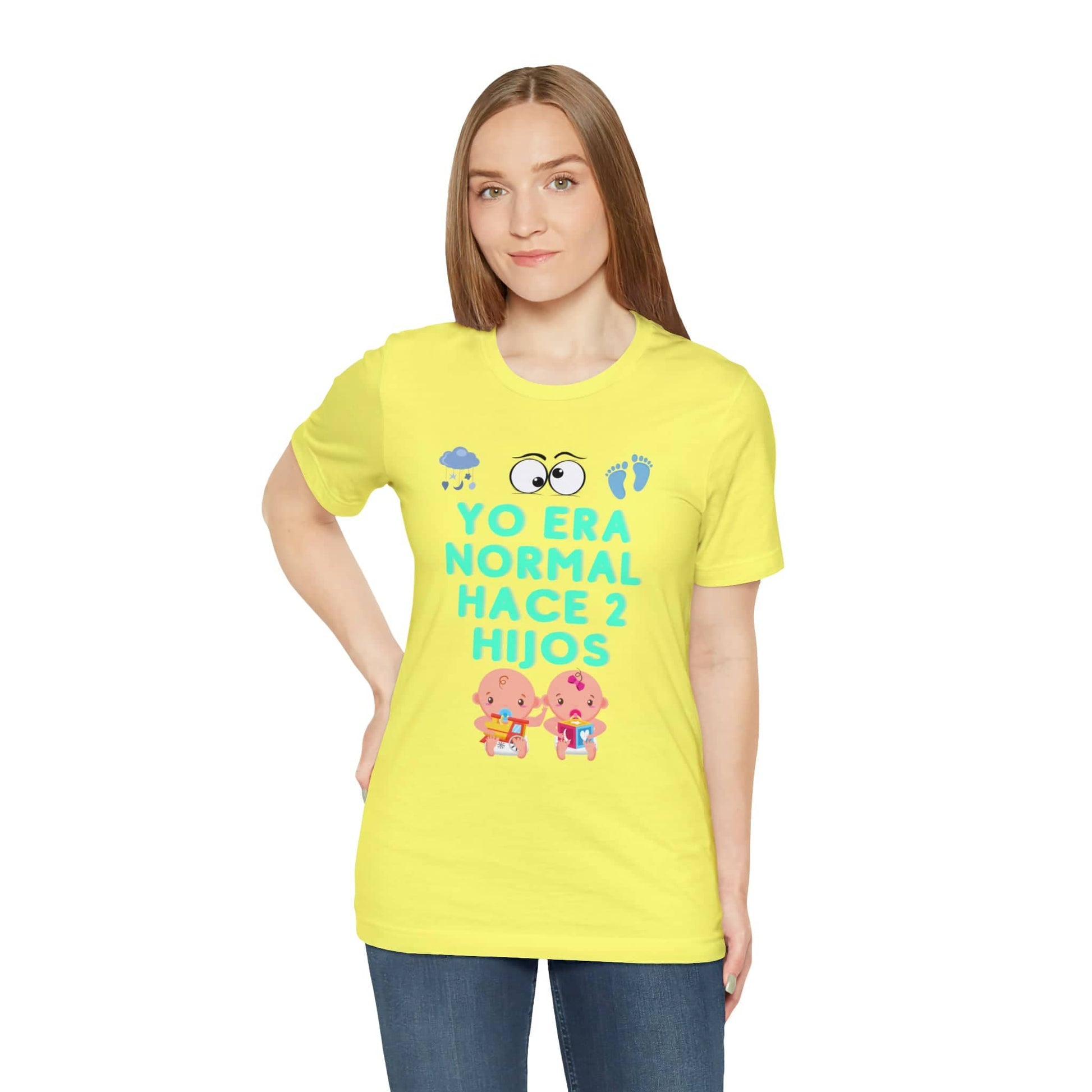 Yo Era Normal Hace 2 Hijos: The Perfect Unisex Tee for the Eternally Busy Parent T-Shirt Bigger Than Life Yellow S 