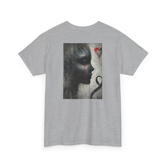 Abstract Vision Premium Graphic Tee Unisex Cut Sew Tee Aop - T-Shirt in Dark Heather by Bigger Than Life Fashions. Features: comfortable fit, urban style, bold design, high quality cotton, streetwear fashion. Perfect for fashion lovers and streetwear enthusiasts.