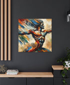 A Printify - Whirlwind Warrior Canvas Art.