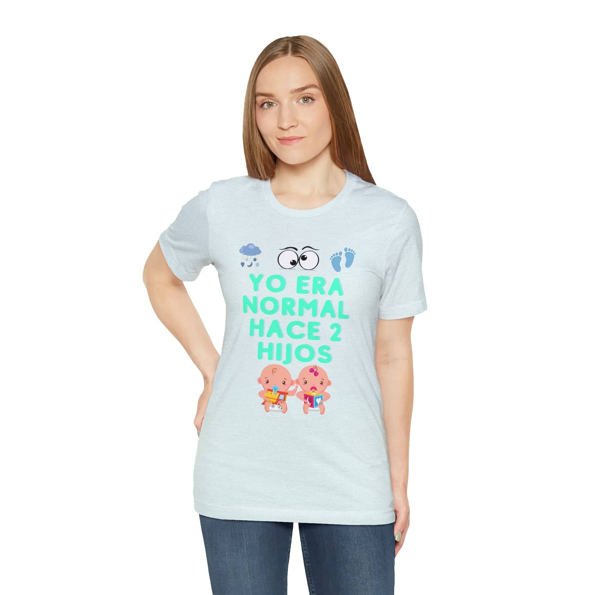 Yo Era Normal Hace 2 Hijos: The Perfect Unisex Tee for the Eternally Busy Parent T-Shirt Bigger Than Life Heather Ice Blue S 