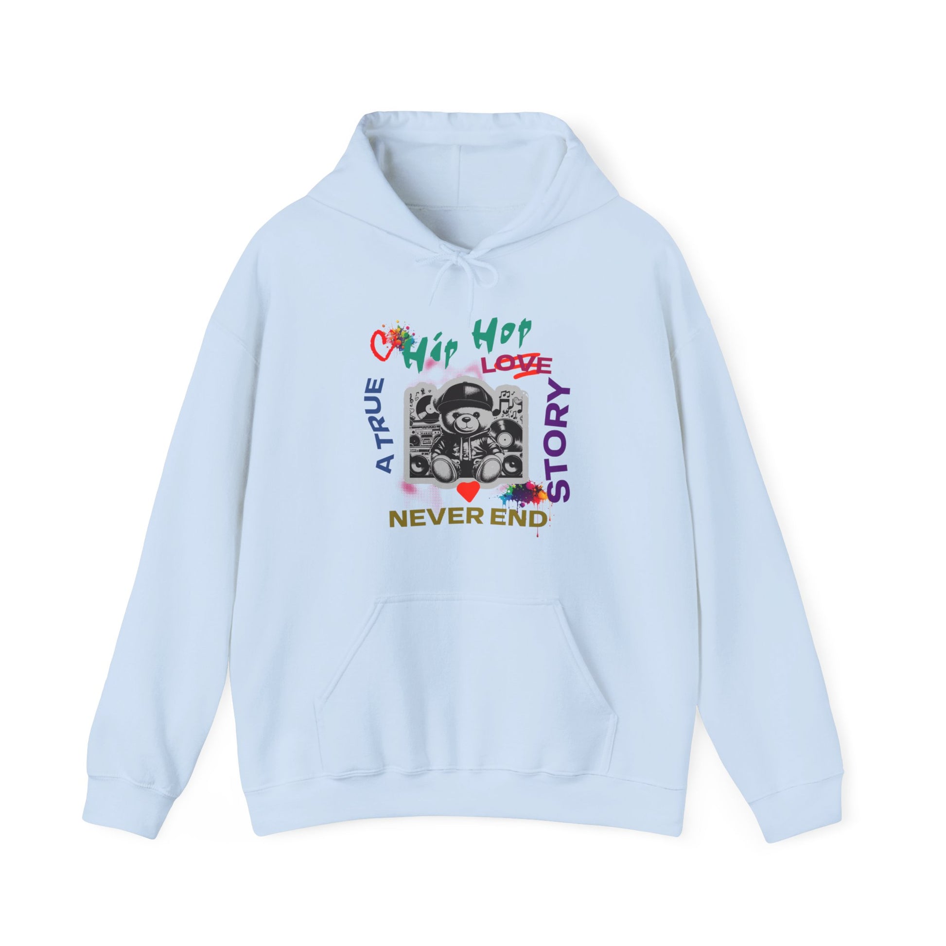 Hip Hop Bear Hoodie Unisex Heavy Blend Hooded Sweatshirt in M carolina blue, a versatile piece for casual wear