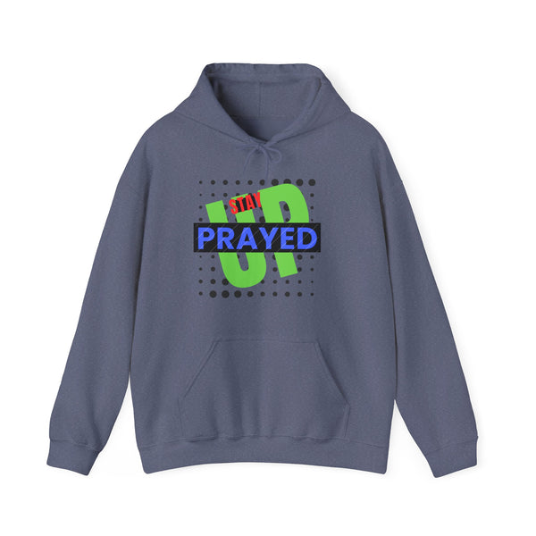 Stay Prayed Up Unisex Hoodie in S heather navy, perfect for S staying on-trend in any S season