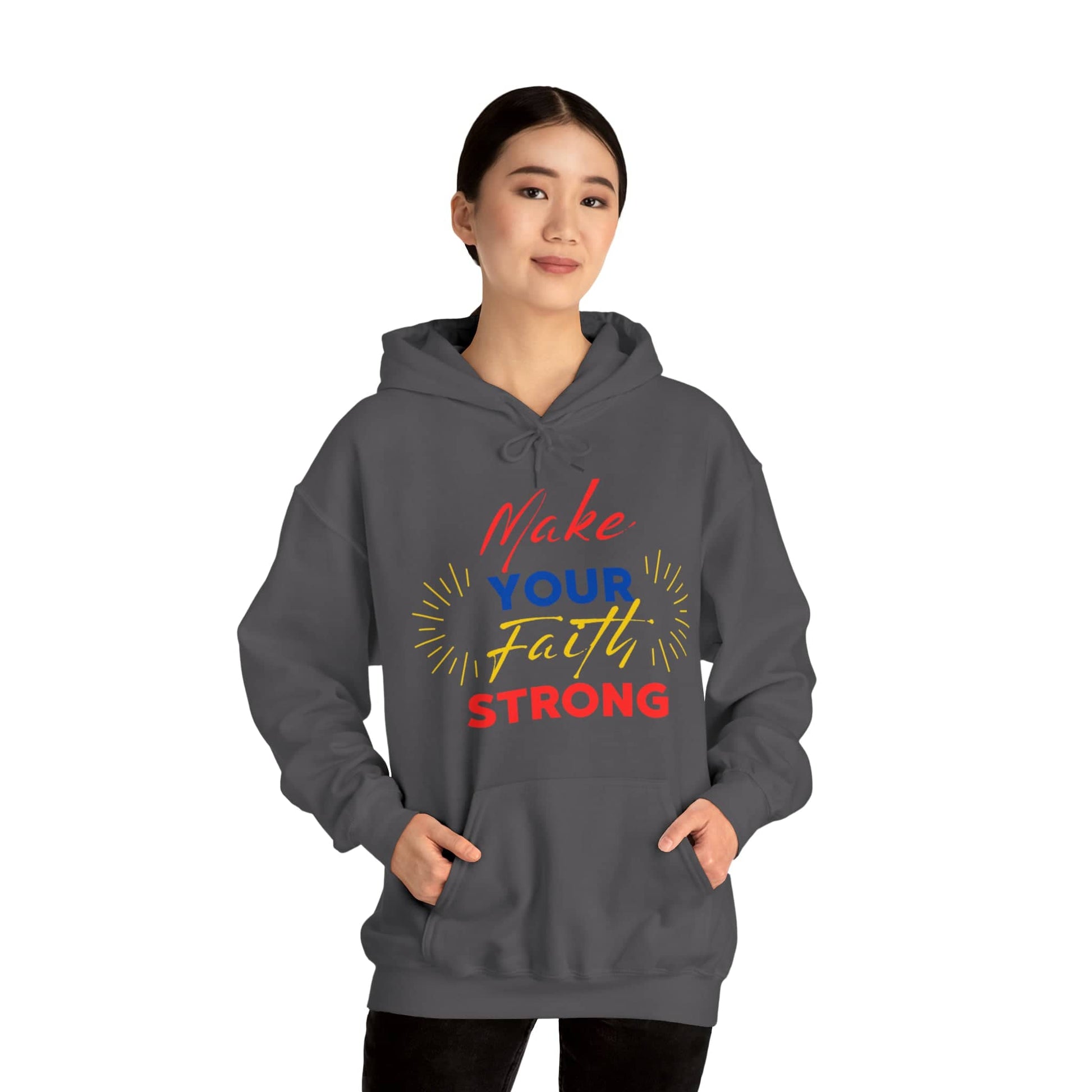 FaithFortress: Make Your Faith Strong' Unisex Hoodie Hoodie Bigger Than Life Charcoal S 