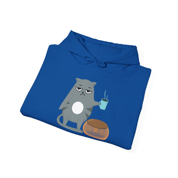 Coffee and Cat-itude Hoodie in L navy, crafted for comfort and S style