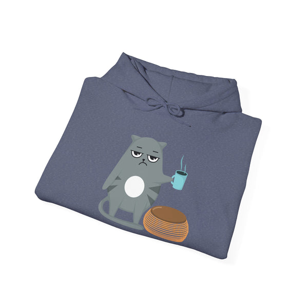 Coffee and Cat-itude Hoodie in L charcoal, crafted for comfort and S style