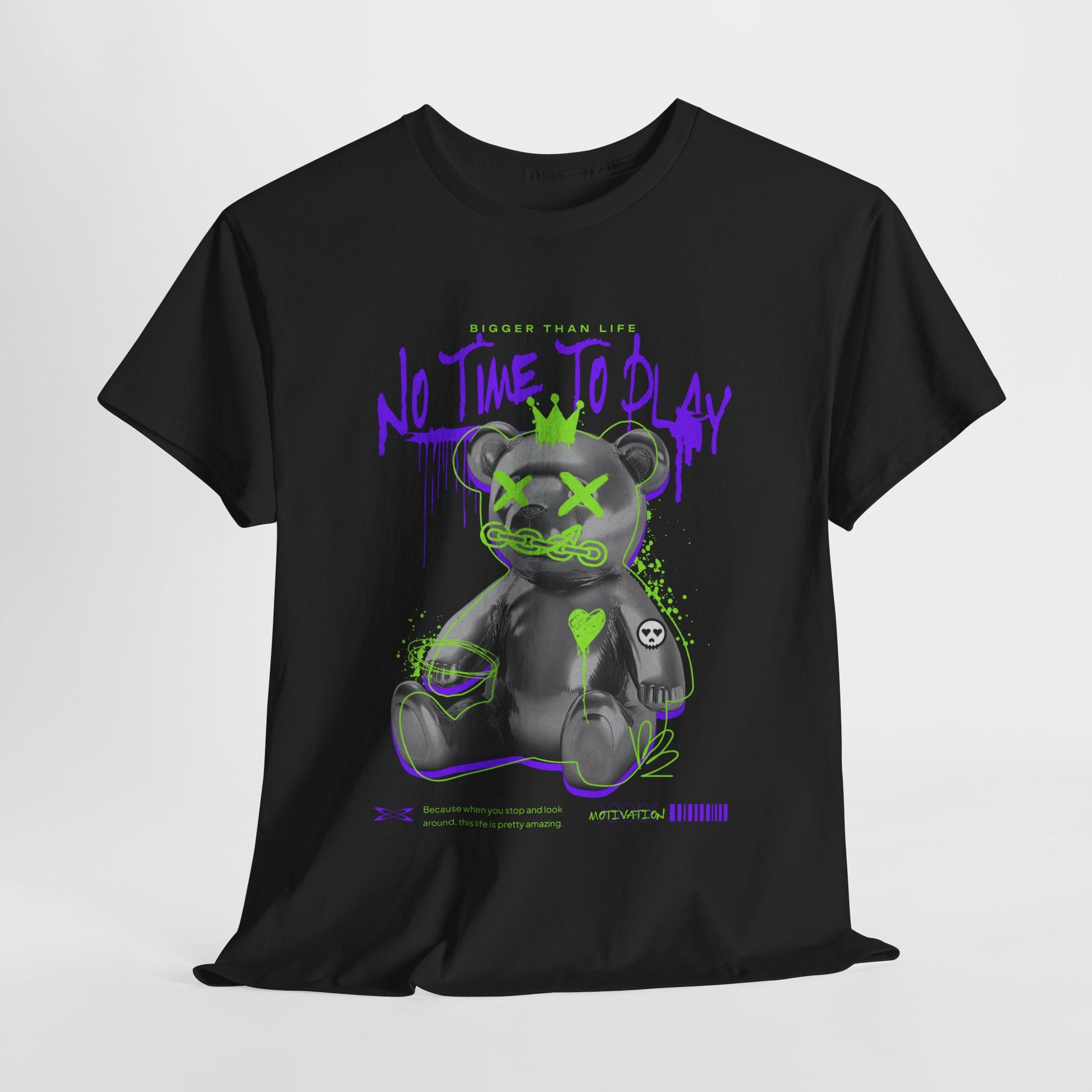 Hustle Bear Unisex Heavy Cotton Tee in S black, a versatile piece for casual wear