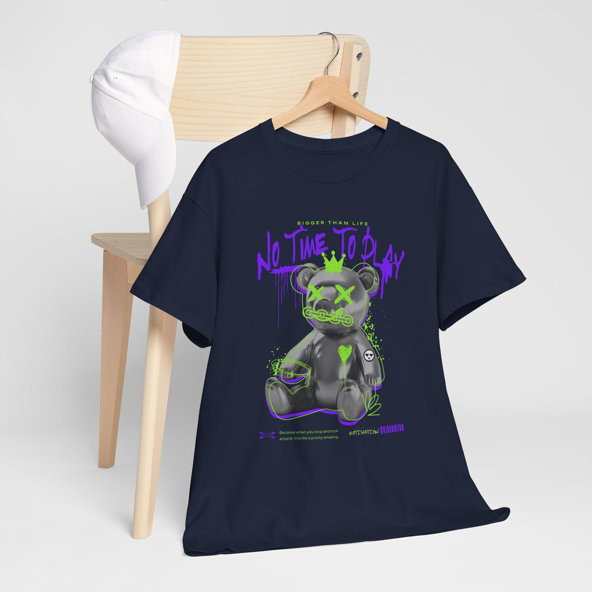 Hustle Bear Unisex Heavy Cotton Tee in L Military green, crafted for comfort and S style