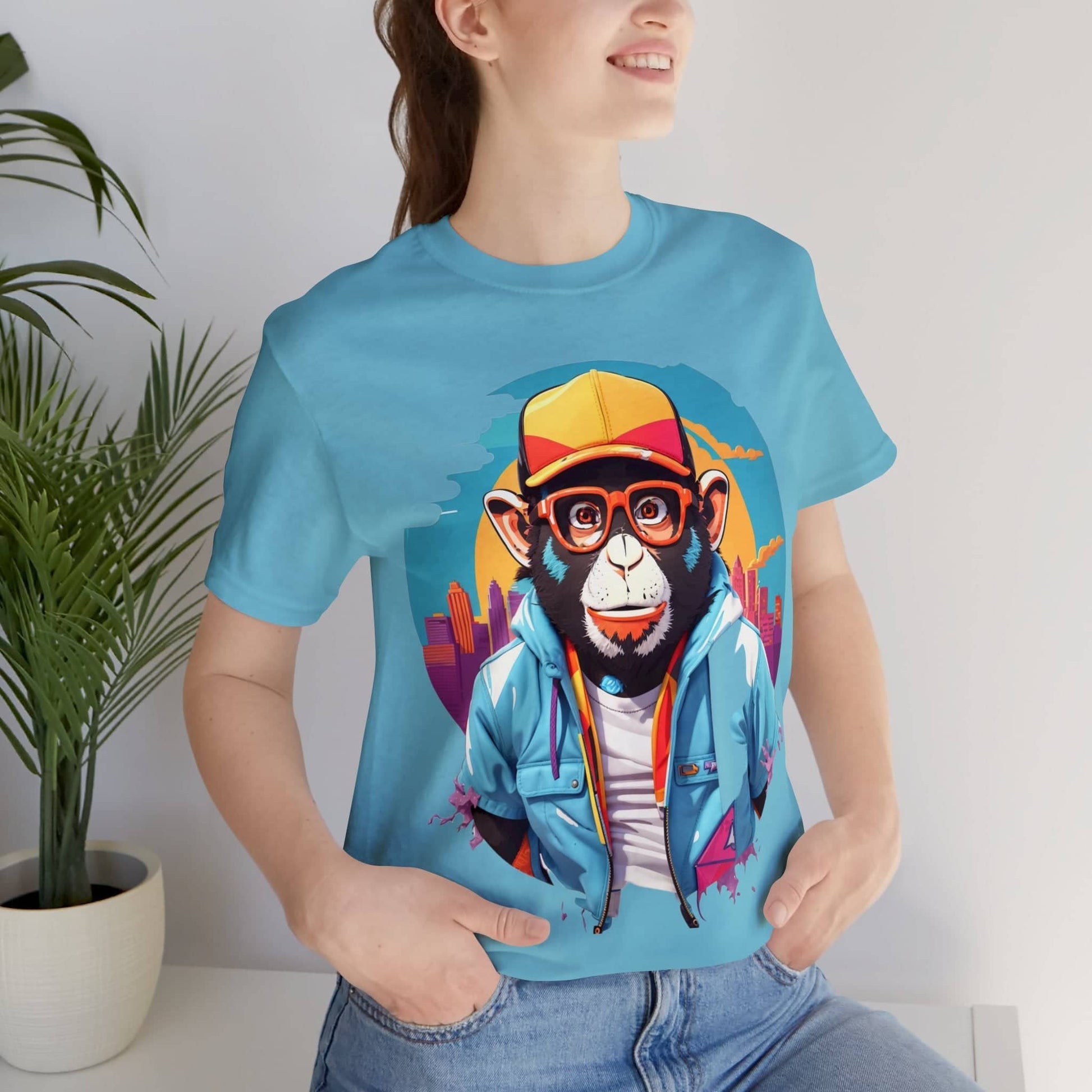 "Limited Edition Graffiti Gorilla: Urban Hip-Hop Graphic Tee for the Trendy Streetwear Connoisseur" T-Shirt Bigger Than Life Turquoise M 