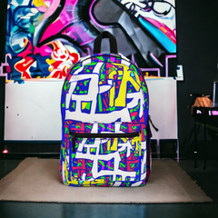 OrientalGraffiti: Canvas Chinese Graffiti Backpack for School, Travel, Art Lovers