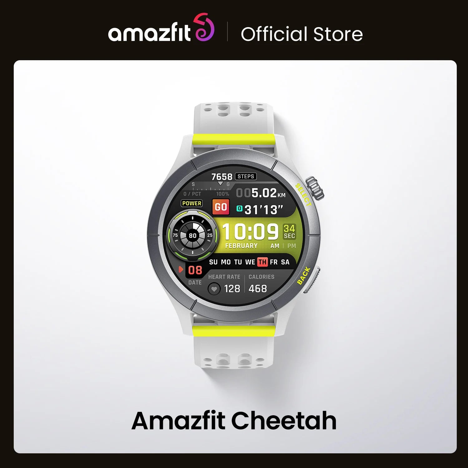 Take your tech game to the next level with the Yellow Amazfit Cheetah (Round) 47mm Smartwatch, built for performance and style.