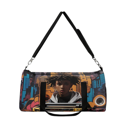 RhythmRover Canvas Hip-Hop Duffle Bag for Gym, Travel, Music Enthusiasts L, perfect for everyday urban adventures