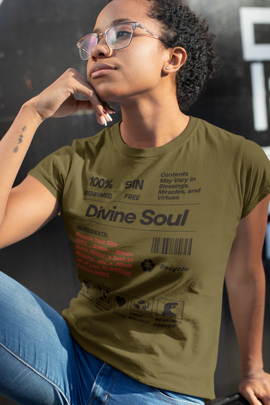 "Divine Soul: The Spiritual Essence Unisex Tee" T-Shirt Bigger Than Life Army S 