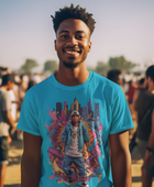 Hip-Hop Harmony Tee Streetwear Graffiti Boombox Mic: Music Notes Infused Hip-Hop Harmony T-Shirt T-Shirt Bigger Than Life Aqua S 